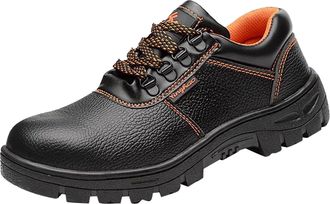 Generic Leather Shoes for Men UK Vintage Patent Lace-ups Sneakers Plain Toe Leather Shoe Block Heel Non Slip Boot Causal Low Top Footwear for Daily Work Wear 