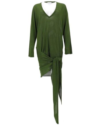 The Attico Draped V-Neck Asymmetrical Mini Dress
