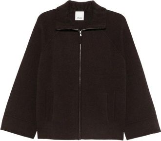Allude Zip-up Funnel-neck Cardigan