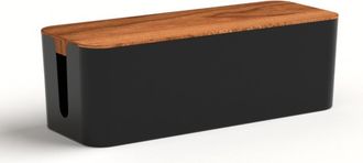 OEM Caja Organizadora De Cables, Tama&ntilde;o Grande 40,6 Cm, Estilo Madera, Organizador De Cables Para Regleta, Abs Negro, Oficina En Casa