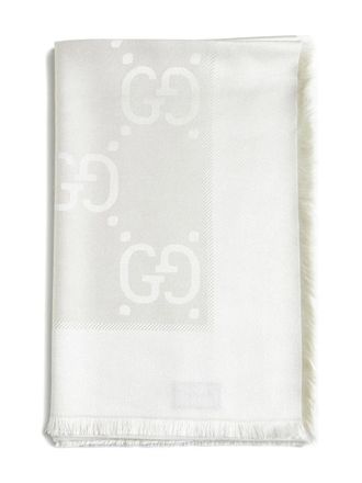 Gucci patterned-jacquard silk scarf - White