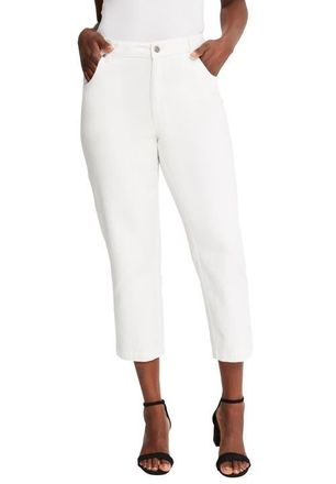 Jessica London Classic Cotton Denim Capri in White at Nordstrom, Size 18