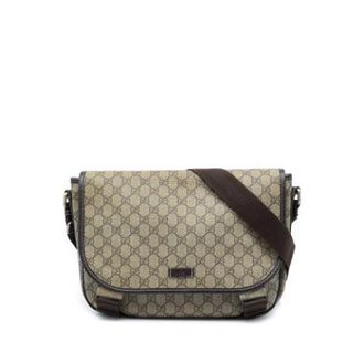 Gucci Vintage, unisex, Beige, ONE Size, Leer, Pre-owned Vintage Canvas Messenger Bag