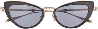 Valentino 51mm Polarized Cat Eye Sunglasses in Black Rose Gold Grey at Nordstrom Rack