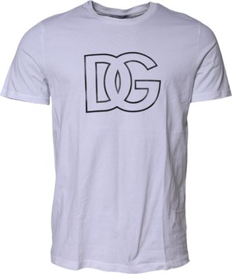 Dolce & Gabbana White DG Logo Print Short Sleeves Mens T-shirt (Pre-Owned)