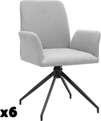 TecTake Juego de 6 sillas giratorias 360º acolchadas, 55,5x58x87cm, gris claro