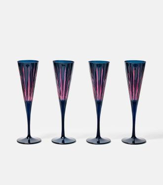 L'OBJET Prism set of 4 champagne flutes