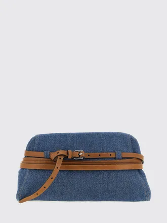 Moschino Tie Me Denim Clutch Bag with Removable Strap