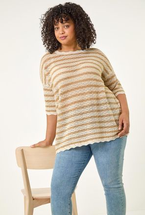Roman Scallop Hem Stripe Knit
