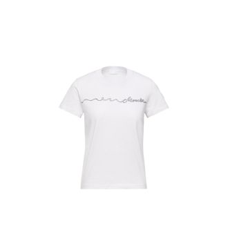 Moncler Moncler Ribbon Logo Cotton T-shirt, Women, White, Size: Xl