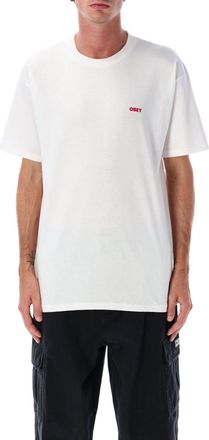 Obey White Crewneck Logo T-Shirt