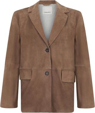 Max Mara Suede Jacket - Dames - Blazers - Bruin - S - Leer - Jassen