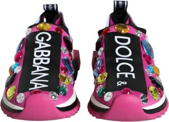Dolce & Gabbana Pink Sorrento Crystals Low Top Sneakers Womens Shoes