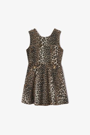 Ganni Brown Leopard Denim Mini Dress - Size 8/10 Organic Cotton