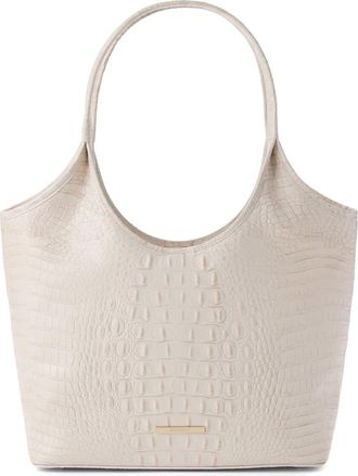 Brahmin Melora Croc Embossed Leather Tote in Ivory at Nordstrom