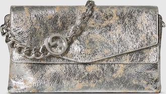 Gucci Large Shoulder Bag With Chain, Silver, Leather