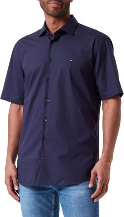 Tommy Hilfiger Men Short-Sleeve Shirt, Blue (Navy Blazer), 43