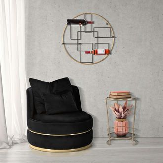 Dmora Poltrona Palang, Con Cojines, Estructura De Madera Noble Y Tela, 84x84x72h Cm, Negro