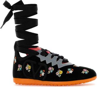 Valentino Garavani Womens Black Velvet Chromathon Sneakers Neromulticolorgrigiopumpkin