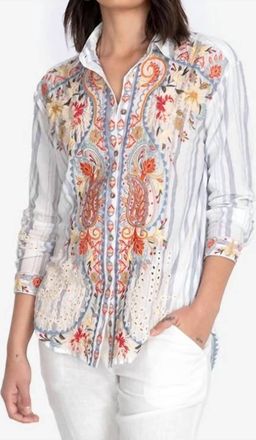 Johnny Was Tikal Oversized Shirt In White