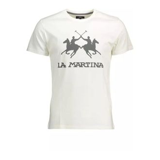 La Martina Tops, Heren, Wit, XL, Katoen, Stijlvol T-shirt van katoen met logo-print