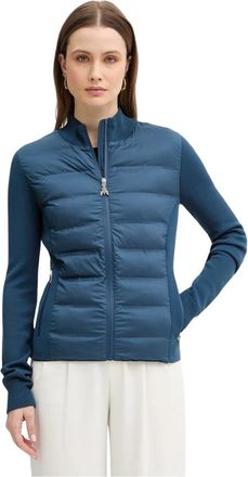 Patrizia Pepe Ultralichte Donsjas met Gebreide Inzetten - Dames - Winterjassen - Blauw - L - Wol - Jassen
