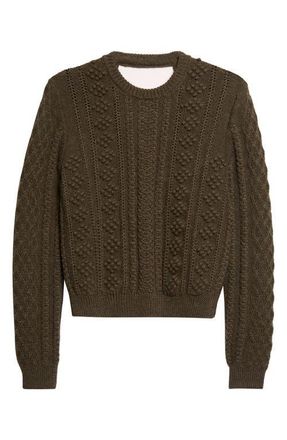 Jil Sander Back Slit Wool Sweater in Thyme Green at Nordstrom, Size 12 Us