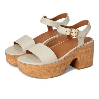 FitFlop Womens FitFlop Platfform Sandal Paris Beige Cork Wedge Heel Ankle Strap JZZ632