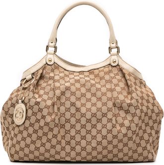 Gucci Pre-owned Womens Babouska Hobo Gg Monogram Canvas - Tan Textile - One Size