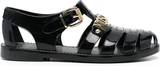 Moschino logo-plaque caged sandals - women - Polyurethane/Rubber/Polyurethane - 36 - Black