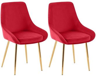 Clp Juego De 2 Sillas De Comedor Elmira Rojo Metal Oro