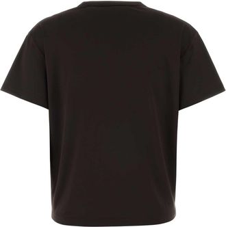 Jil Sander Womens Logo-Embroidered Stretch Polyester T-Shirt Brown Elastane