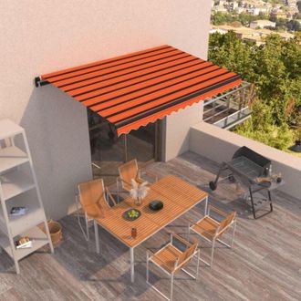 vidaXL Vidaxl - Toldo Retr&aacute;ctil Manual Naranja Y Marr&oacute;n 450x350 Cm