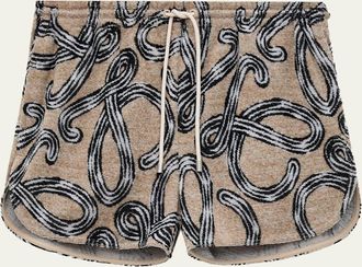 Loewe x Paulas Ibiza Anagram-Print Towelling Pull-On Shorts