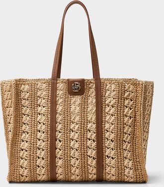 BOSS Womens Two-tone braided straw tote bag