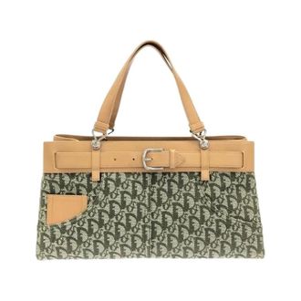 Dior Pre-owned Canvas Leather Handbag - Dames - Pre-owned - Groen - Maat: ONE Size Leer