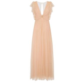 Elisabetta Franchi Gowns, female, Beige, Size: S Red Carpet Dress in Tulle Fabric