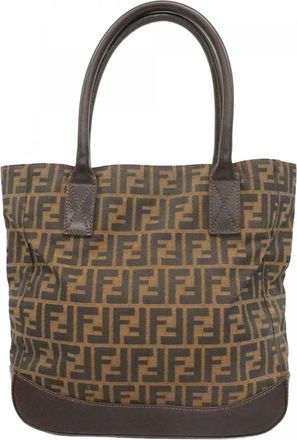 Fendi Brown Nylon Canvas Tote Bag (Pre-Owned)