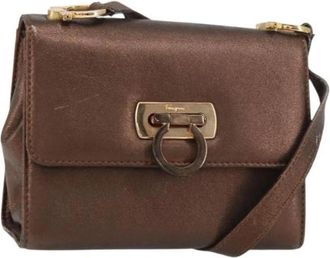 Ferragamo Pre-owned Leather Schoudertas - Dames - Vintage Schoudertas - Bruin - ONE Size - Leer - Vintage