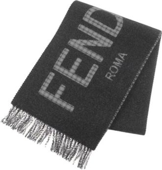 Fendi Pre-owned Stola - Dames - Vintage Accessoires - Grijs - ONE Size - Wol - Vintage