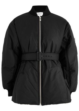 Alaia Belted Cotton-blend Bomber Jacket - Black - 40 (UK12 / M)
