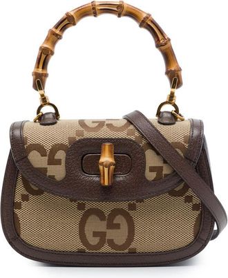 Gucci Pre-owned Gucci Small Jumbo GG Canvas Bamboo 1947 Top Handle Bag Ladies 474GPKP6YRVI7Q4H
