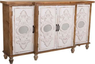 Wanderlust Deco Aparador De Madera Tallada Marr&oacute;n 154x35x87