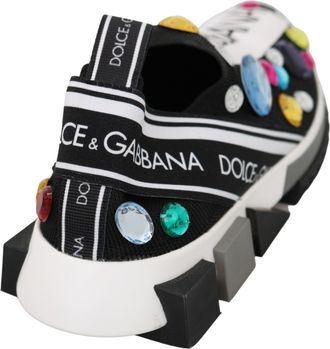 Dolce & Gabbana Black Multicolor Crystal Sneakers Womens Shoes
