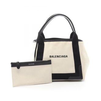 Balenciaga Black Ivory Canvas Leather Handbag Pouch Tote Bag (Pre-Owned)