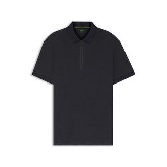 BOSS Framed-zip polo shirt in waffle jacquard