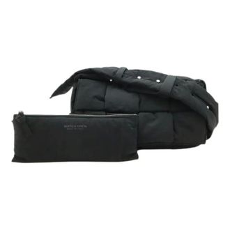 Bottega Veneta Pre-owned Cross Body Bags, female, Black, Size: ONE SIZE Pre-owned Padded Tech Cassette Nylon Shoulder Bag