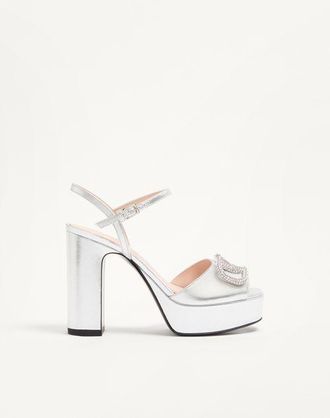 Valentino Garavani VLogo Signature Platform Sandal In Laminated Nappa Leather 115mm Wo
