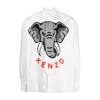 Kenzo Shirts, male, White, Size: M Casual Mens Shirt