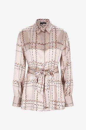 Kiton Seidensatin-Hemd mit Karoprint und Schluppe